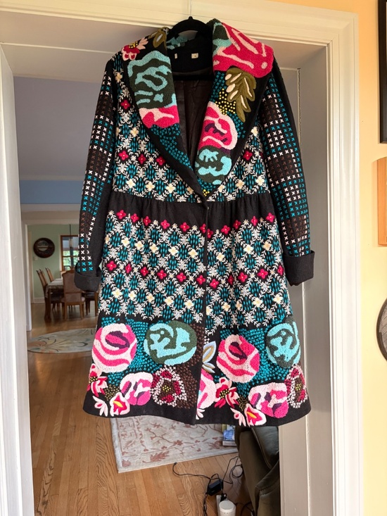 Anthropologie Jackets & Blazers - Anthropologie Hazel Wool Embroidered Tapestry Style Floral Rose Coat XL